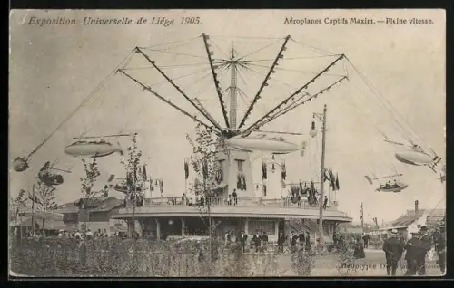 AK Liége, Exposition Universelle 1905, Aéroplanes Captifs Maxim