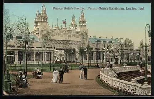 AK London, Franco-British Exhibition 1908, Franco-British Pavilion