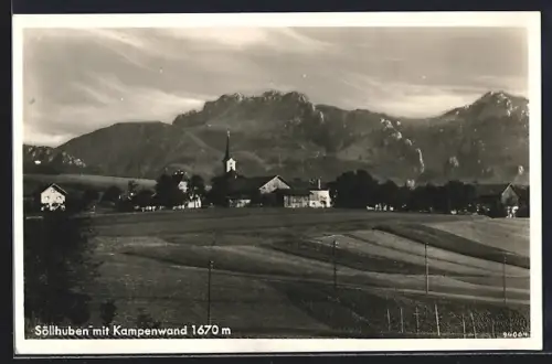 AK Söllhuben, Ortsansicht mit Kampenwand