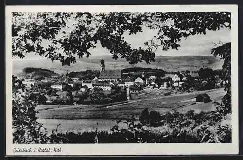 AK Griesbach i. Rottal, Blick auf die Kirche im Ortszentrum