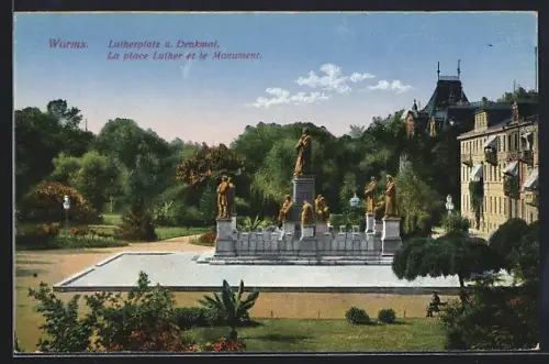 AK Worms, Lutherplatz und Denkmal