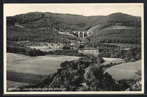 AK Wittlich, Landschaftsbild am Viadukt