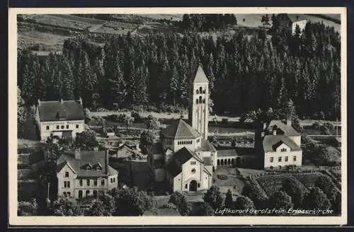 AK Gerolstein, Die Erlöserkirche aus der Vogelschau