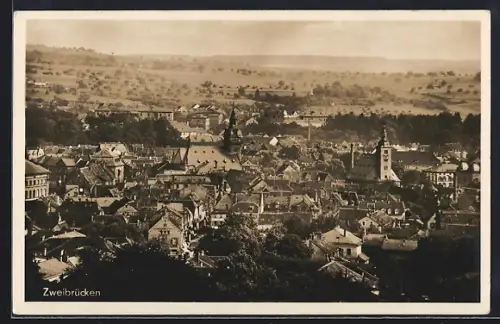 AK Zweibrücken, Totalansicht aus der Vogelschau