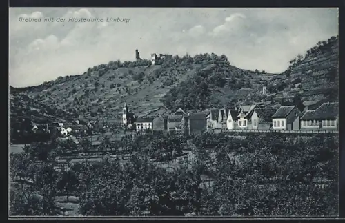 AK Grethen b. Bad Dürkheim, Blick auf Klosterruine Limburg