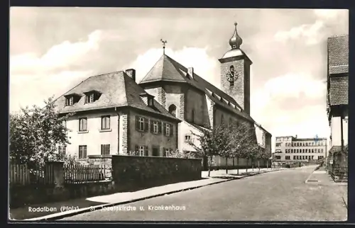 AK Rodalben /Pfalz, St. Josefkirche u. Krankenhaus