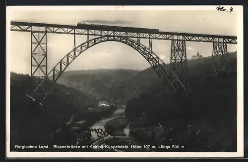 AK Müngsten /Bergisches Land, Riesenbrücke mit Schloss Küppelstein