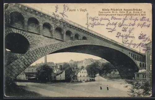 AK Plauen i. V., unter der König Friedrich August-Brücke