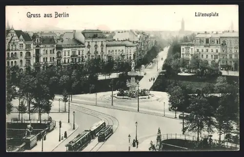 AK Berlin-Tiergarten, Lützowplatz, Herkulesbrunnen, Strassenbahn