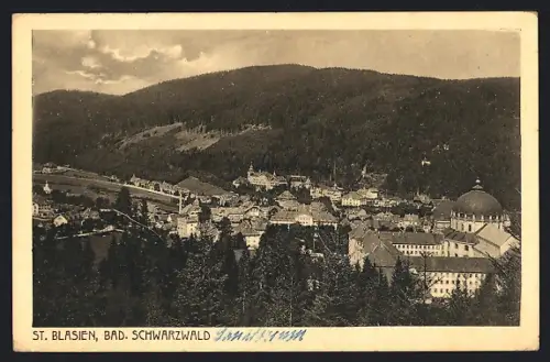 AK St. Blasien /Bad. Schwarzwald, Teilansicht mit Kloster