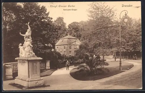 AK Dresden, Partie im Kgl. Grossen Garten mit Kentaurengruppe