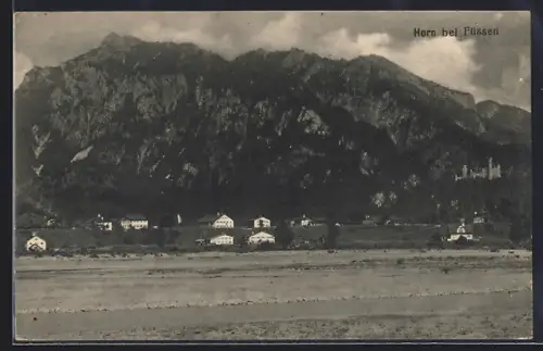 AK Horn bei Füssen, Ortspartie mit Bergen