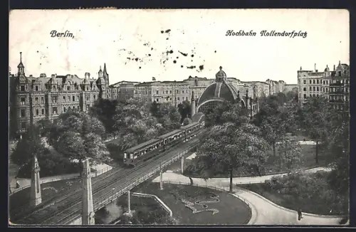 AK Berlin-Schöneberg, Ortspartie mit der Hochbahn am Nollendorfplatz