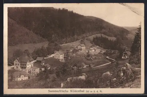 AK Wildenthal, Ortspartie mit Bergen