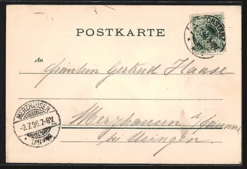 AK Konstanz, Ortspartie mit Kirche bei Mondschein