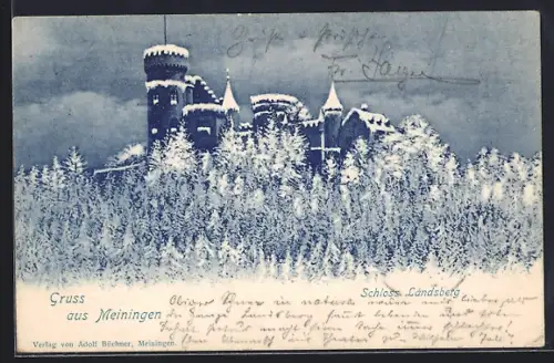 AK Meiningen, Schloss Landsberg im Schnee