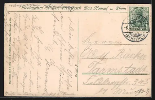 Künstler-AK Bad Honnef a. Rhein, Panorama mit Breiberg, Oelberg und Löwenburg