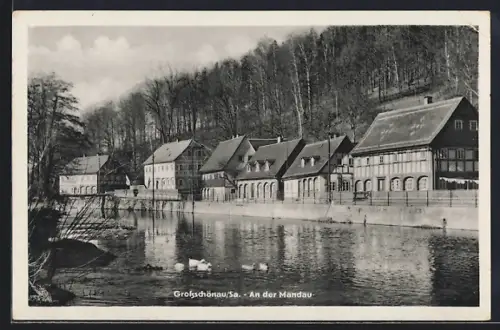 AK Grossschönau /Sa., An der Mandau