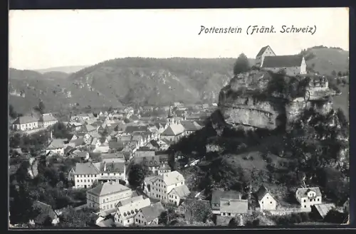 AK Pottenstein /Fränk. Schweiz, Ortsansicht mit Burg