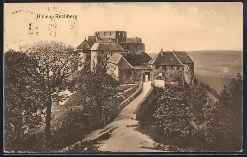 AK Hohen-Rechberg, Totalansicht der Burganlage im Gebirge