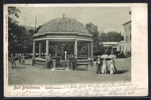 AK Bad Brückenau, Stahlbrunnen im Sonnenschein