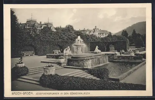 AK Baden-Baden, Josefinenbrunnen in den Gönneranlagen