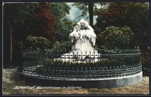 AK Düsseldorf, Märchenbrunnen im Hofgarten