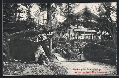AK Luisenburg im Fichtelgebirge, Aufgang zum Restaurant Luisenburg