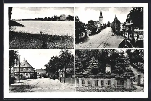 AK Diersheim, Kriegerdenkmal, Hauptstrasse beim Rathaus, am Rhein