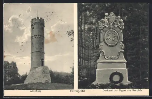 AK Entenpfuhl, Altenburg, Denkmal des Jägers aus Kurpfalz
