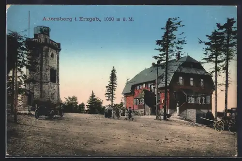 AK Auersberg i. Erzgeb., Hotel mit Aussichtsturm