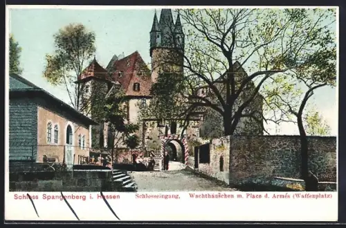 AK Spangenberg, Schlosseingang, Wachthäusschen