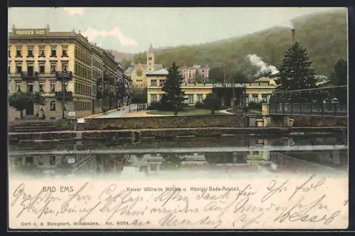 AK Bad Ems, Kaiser Wilhelm Kirche u. Königl. Bade-Anstalt