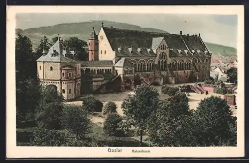 AK Goslar, Kaiserhaus mit Bäumen
