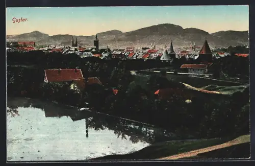 AK Goslar, Teilansicht mit Bergen