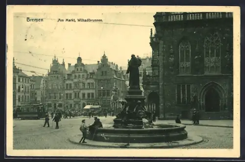 AK Bremen, Am Markt mit Wilhadibrunnen
