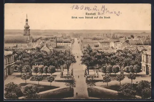 AK Rastatt, Blick vom Schloss auf die Stadt