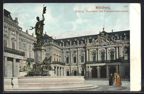AK Würzburg, Kgl. Residenz mit Frankoniabrunnen
