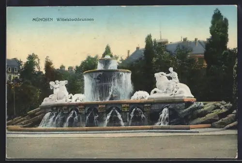 AK München, Wittelsbachbrunnen am Lenbachbrunnen