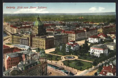 AK Leipzig, Teilansicht vom neuen Rathaus aus