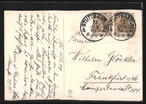 AK Stuttgart, Johanneskirche mit Feuersee