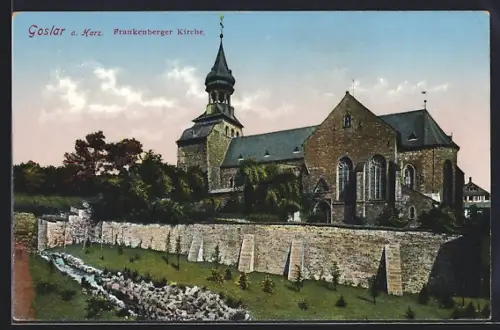 AK Goslar a. Harz, Frankenberger Kirche mit Mauer