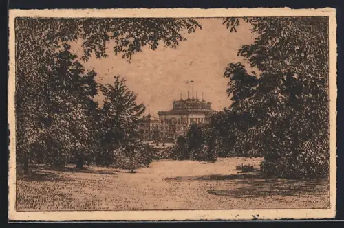 Künstler-AK Essen /Ruhr, Villa Hügel