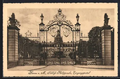 AK Hanau a. M., Schloss Philippsruh, Eingangsportal