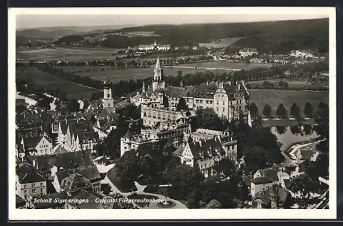 AK Sigmaringen, Schloss Sigmaringen vom Flugzeug aus gesehen