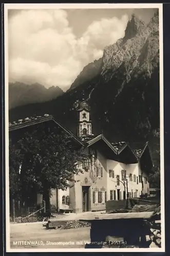 AK Mittenwald, Strassenpartie mit Viererspitze