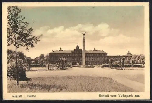 AK Rastatt i. Baden, Schloss vom Volkspark aus