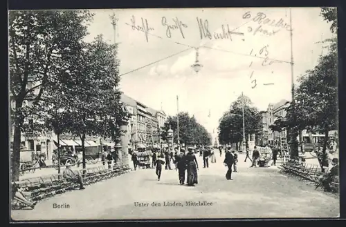 AK Berlin, Passanten Unter den Linden