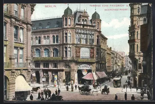 AK Berlin, Blick auf Passage Ecke Friedrichstr. u. Behrenstr.