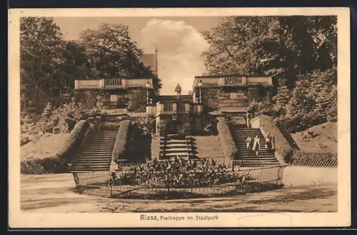 AK Riesa, Freitreppe im Stadtpark